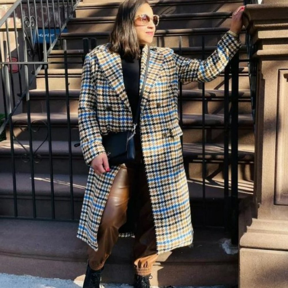 NWT Future Collective Kahlana Barfield Brown Plaid Coat - Target